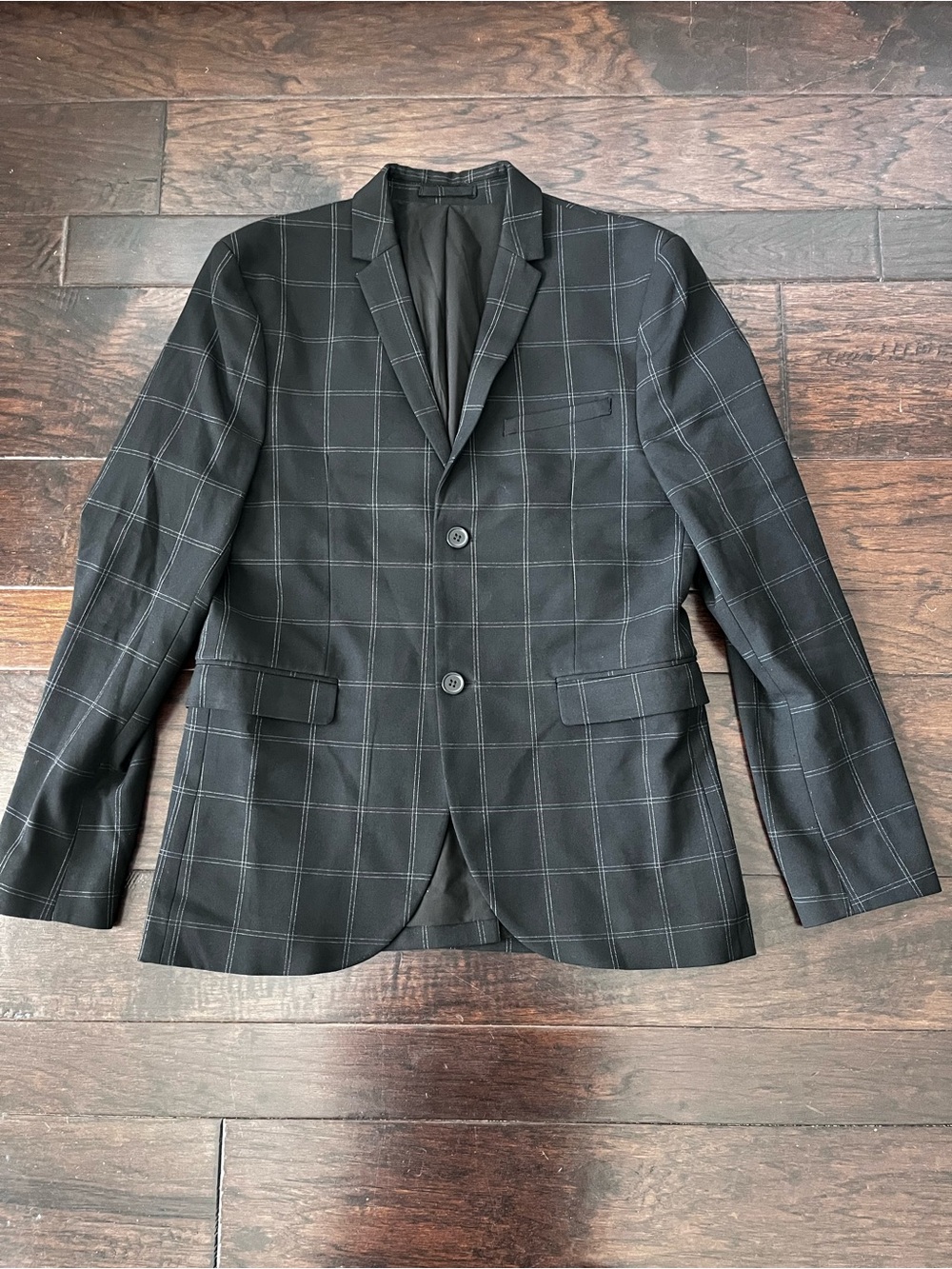 H & M Men's Black Windowpane Skinny Fit Jacket; 38R
